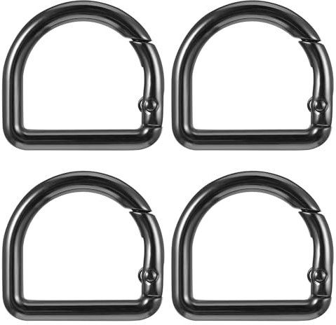 Ymapinc 4 Stück 30mm D Ring Karabiner Schwarz, Metall Schlüsselring Karabiner Mini Karabinerhaken Starke Carabiner für Hundeleine Rucksack Taschenzubehör Zelt