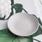 Chic Round Soap Dish, Modern Minimalist Striped Design Ceramic Tray(Oatmeal)