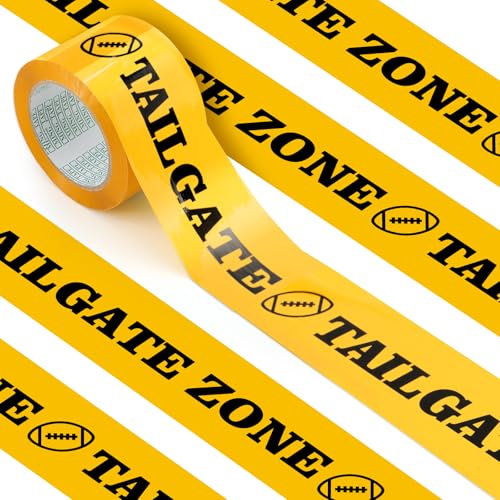 Cinnvoice 7,6 cm x 91,4 m Heckklappen-Partydekorationen, 91,4 m, Kunststoff-Heckklappen-Zonenteil-Klebeband, Partyzubehör, Fußball-Heckklappen-Dekorationen, Heckklappen-Zubehör, Schwarz und Gelb,