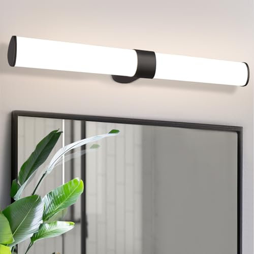 Homefire LED Spiegelleuchte Bad Spiegellampe - Wandlampe Badezimmer Schwarz 8W Badleuchte Wand Wasserdicht IP44 Wandleuchte Neutralweiß 4000K Badlampe 60CM schminklicht für Badschrank Schminktisch