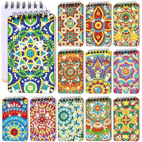 Fuyoooo 12 quaderni Mandala Diamond Art per adulti, 12 x 7,1 cm
