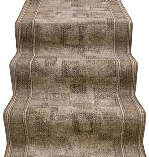 emmevi Teppichläufer, Treppe, Eingang, eingefasst, Teppich für Flur, Stufen, rutschfest, 67 x 650 cm, Braun