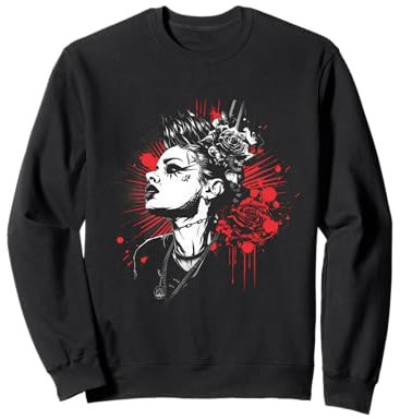 Rebellisches Punk Girl - Rockiger Stil mit Rosen Sweatshirt