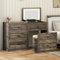 Gurexl 3-In-1 Dressing Table with Flip Top Mirror and Lights,Rustic Brown Makeup Dressing Table with Gun Drawer and Charging Station, Bedroom Dresser Vanity with Chair and Hidden Storage
