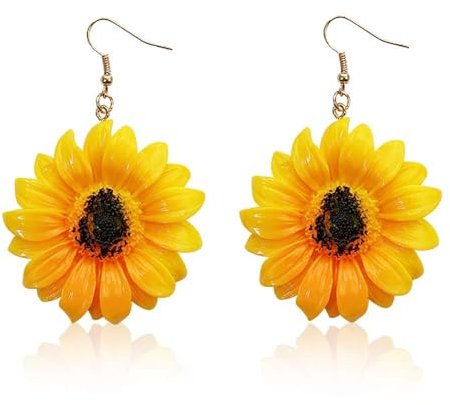Boucles d'Oreilles Marguerite Femme, Pendantes Fleurs pour les Fêtes D'été et la vie Quotidienne
