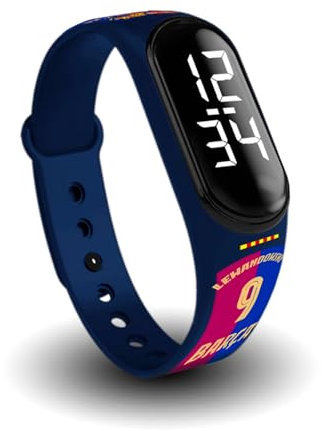 Digitaluhr mit offiziellem Armband FC Barcelona, wasserdicht, Sportuhr mit Kalenderfunktionen, offizielles Design des Barça, Saison 25/26, 9 Lewandowski – 125. Jahrestag Fcb, Modern