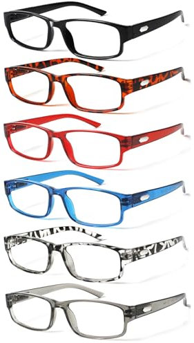 COJWIS 6 Pack Lesebrille für Herren Damen Blaulichtfilter Brillen Anti Blaulicht PC Gaming Modebrille Sehhilfe Lesehilfe (6 Farbe Mischen-2, 4.00, multiplier_x)