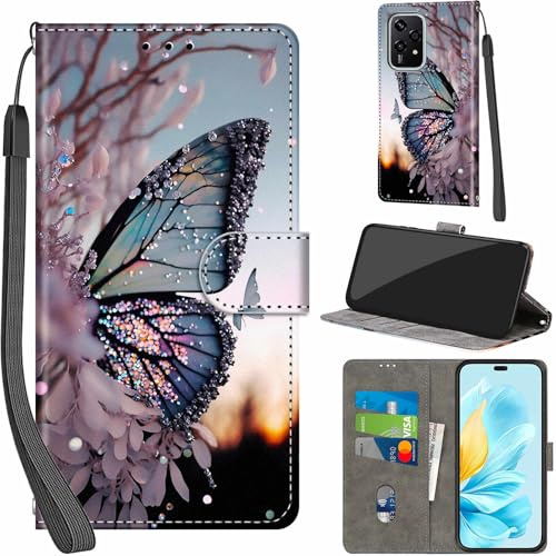 PHINIENLAND Cover per Honor 200 Lite PU Pelle Custodia Flip Farfalla | Custodia in pelle PU, Chiusura magnetica, Supporto regolabile, Scomparti schede, Protezione totale per Honor 200 Lite