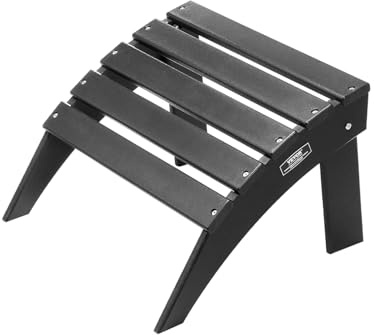 VEVOR Adirondack Ottoman, 18.7L x 19.7W x 13H Inch HDPE Plastic Folding Adirondack Ottoman, Weather-Resistant Foot Rest for Adirondack Chair, Widely Used for Outside Porch Pool Lawn Backyard, Black