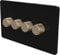 Flat Trailing Edge 2 Way LED Dimmer Switch Rotary Push On/Off for Dimmable LED and Halogen Lights - Black/Brass 4-Gang
