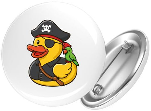 Huuraa Button Quietscheente Pirat Gummiente Freibeuter Geschenk Größe 25mm Quietscheente Pirat Geschenkidee