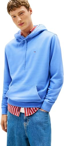 Tommy Jeans Herren Hoodie Regular Fit Flag Fleece mit Kapuze, Blau (Light Horizon Blue), M