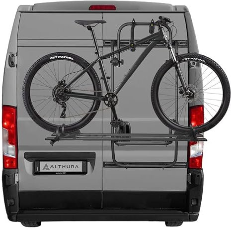 ALTHURA Portabici Posteriore V-RACK in Alluminio per Van Doppia Anta - Trasporto 2 Bici (No E-Bike) - Robusto, Stabile e Facile da Usare - Omologato DIN 75302