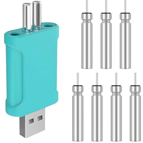 Dhqkqg CR 425 LED Posen Angeln Batterie, 7 Stück Typ CR425 Stabbatterie mit USB Ladegerät, Aufladbar Akku für Angelalarmglocken und Pose, Angelposen Akku, LED Angel Posen Leuchtpose Angeln Zubehör