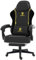 Dowinx Gaming Stuhl, Ergonomischer Gamer Stuhl aus PU-Leder mit Lendenwirbelstütze, PC-Stuhl mit verbreiterter Rückenlehne, Belastbar bis 150 kg, Gelb