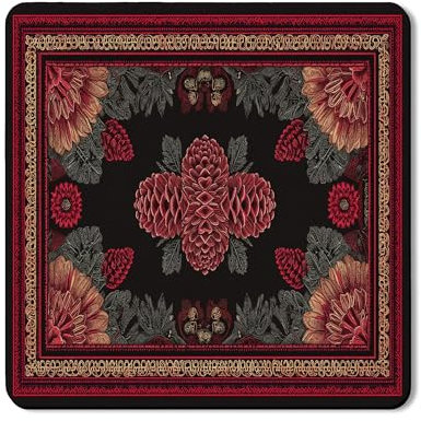 Elegante Schutzmatte für Waschtrockner mit Blumenmuster, Vintage-inspiriert, Rot und Schwarz, Gummi, rutschfest, wasserdicht, für Zuhause, 61 x 61 cm