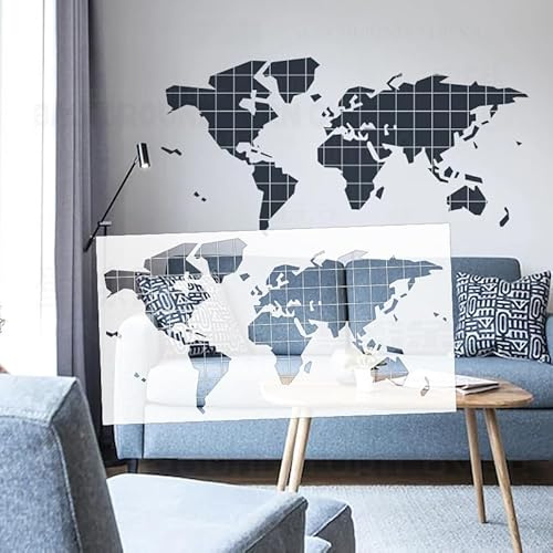 Abstrakte Weltkarten-Schablonen für Wände, Vorlagen an der Wand, Dekoration, Basteln für Möbel, große Dekoration, dekorativ zum Bemalen, S584, 101 cm