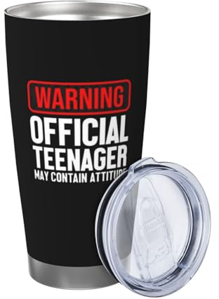 Xinvast Warning Official Teenager Funny 13th Birthday for Boys Girls Stainless Steel Insulated Tumbler Coffee Mugs Cups 20 Oz