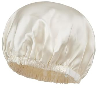 WSQHAO 2 Cuffie in Seta di gelso for Donne Che dormono, Fascia for Capelli in Seta a Doppio Strato Regolabile for la Cura dei Capelli Durante Il Sonno per Donne(White)