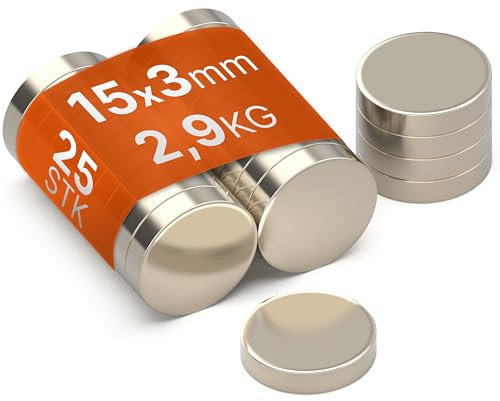 RICOO 15x3 NiCuNi Neodym Magnet extra stark Whiteboard Magnete für Magnettafel Mini Magneten starker Halt Scheibenmagnet Supermagnete Minimagnete für Kühlschrank Flachmagnet 25 Stück