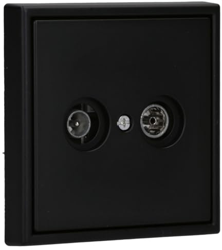JUNG Serie LS Antennensteckdose 2-Loch Set Graphitschwarz Matt 1-fach | mit Antennensteckdose EDU 04 F, LS990TVSWM Abdeckung, LS981SWM Rahmen