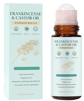 Weihrauch- und Rizinusöl-Rosenquarz-Roller – Bio-Rizinusöl-Roll-on aus kaltgepresstem Öl, reduziert Narben und Dehnungsstreifen für eine saubere Anwendung, 50 ml/1,7 oz (1pc)