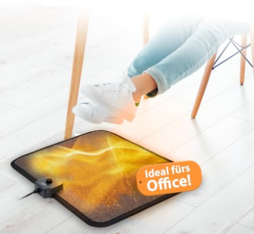 Mi-Heat Schreibtischheizung 40×50cm – Infrarot Heizteppich für Büro & Homeoffice, Fußschalter, Thermostat, 4 Heizstufen bis 45 °C, rutschfest, 3-Std-Timer leicht zu reinigen