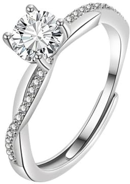 XENQITO 1 Pièces bague en argent pour femme - Réglable - Bague de fiançailles - Bague de fiançailles - Bague d'anniversaire pour femme - Cadeau de bijoux