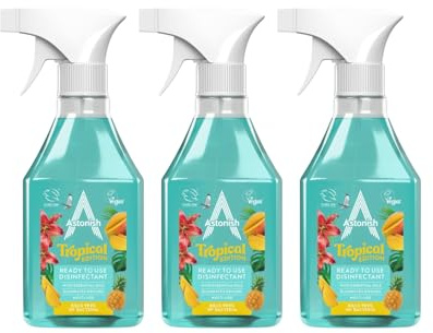 Astonish Vegan Disinfectant Spray- Ready to Use- Virus and Germ Killing- Linen Fresh- 3 x 550ml
