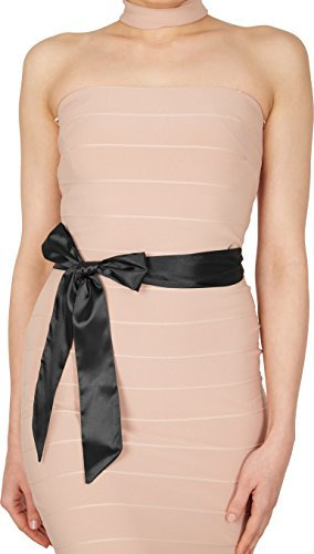 BlackButterfly Hochzeit Bogen Band BrautjungfernabschlussballSatin-Schärpe Gürtel (Schwarz, 5W / 175L)