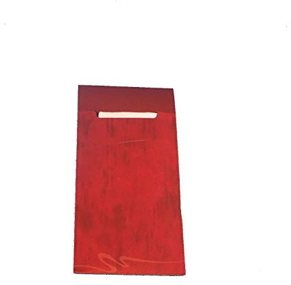 520 Bestecktaschen Serviettentaschen Sacchetto Hartpapier 85x200mm Bordeaux rot inklusive Serviette 40x40cm 2lg weiß
