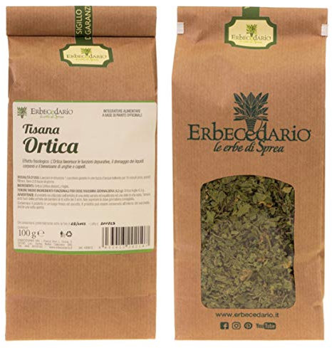 Erbecedario - Ortica Tisana Depurativa, Infuso Diuretico effetto Detox, Infuso Depurativo fegato Elimina Tossine e Scorie in eccesso, Tisana drenante, per ossa, unghie e capelli 1 Sacchetto 100g