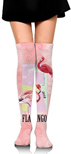 Happy New Year 2018 Pink Flamingo Compression Socks for Men & Women - Best for Running, Nurses, Shin Splints, Flight Travel, Skiing & Maternity Pregnancy - Boost Athletic Stamina & Recovery