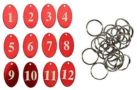 Sourcemall Zahlenanhänger mit Schlüsselring, Aluminiumlegierung 1-100 rot