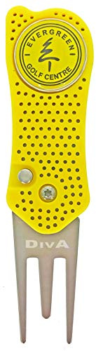 Twisted Frog DivA Aero ST Auto-Open Golf Divot Repair Tool and Ball Marker - Yellow