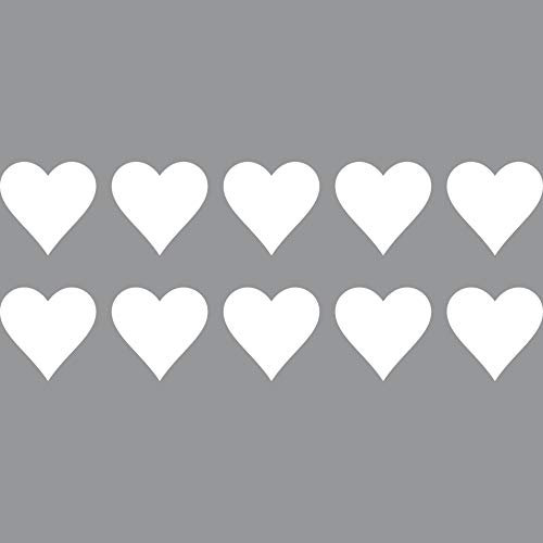 10 Aufkleber Deko Folie 3cm Herz edel Matt Weihnachtsdeko Weihnachtsherz Herzchen (weiß)