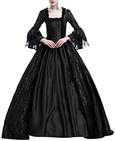 Riou Damen Mittelalter Kleid Gothic Steampunk Vintage Renaissance Adels Palast Prinzessin Maxikleid für Hochzeit Karneval Fasching Party
