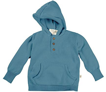 Bio Kinder Kapuzenpullover 100% Bio-Baumwolle (kbA) GOTS zertifiziert, Blau Melange, 98/104