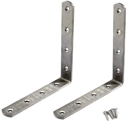 Winkelverbinder, Eckwinkel, Edelstahl, L-Form, mit Schrauben, 150x150mm, 2 Stück