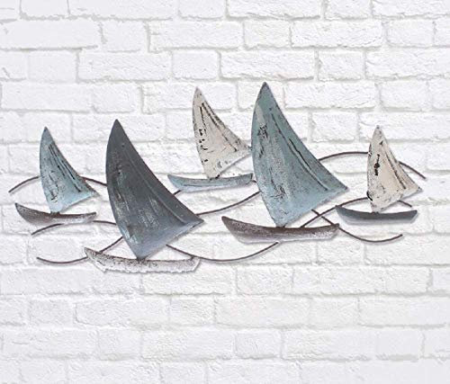 linoows Wanddeko Segelschiffe, Wandbild Segelboote, farbiger Wandhänger aus Metall