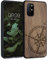 kwmobile Hülle kompatibel mit OnePlus 8T Hülle - Holz Case - Handy Cover - TPU Handyhülle in Dunkelbraun Kompass Vintage