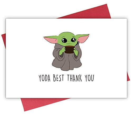 Süße Dankeskarte, Star Wars Dankeskarte, Yoda Best Thank You, The Mandalorian Karte