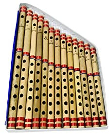 Lot de 13 flûtes bansuri en bambou pour débutants - 7 trous - Instrument de musique indien - Cadeau d'anniversaire - Pour homme et femme