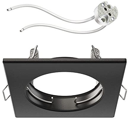 ledscom.de Deckeneinbaurahmen RIR Einbaurahmen schwarz matt eckig (LED/Halogen/MR16/50mm) inkl. GU5.3 Fassung
