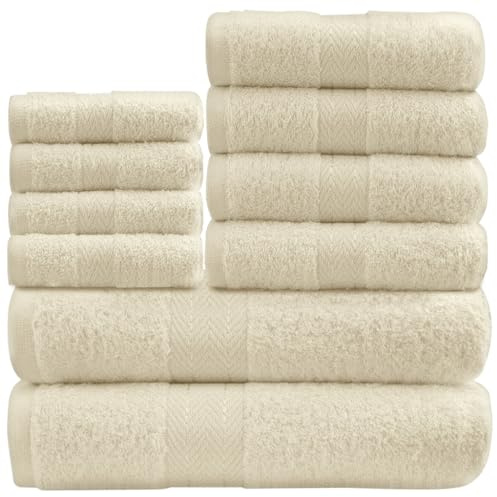 GC GAVENO CAVAILIA Weiche Handtücher – 10-teiliges Badezimmer-Handtuch-Set, hochwertig, wasserabsorbierendes Handtuch, 4 Gesicht, 4 Handtücher, 2 Badetücher, 450 g/m² waschbare Handtücher,