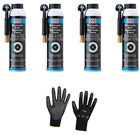 Iloda 4xOriginal Liqui Moly 200ml Bremsen-Anti-Quietsch-Paste (Pinseldose) 3074 Schutzhandschuhe