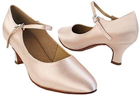 Very Fine Womens Vienna Ballroom Smooth Tango Waltz Dance Shoe, Flesh Satin, 9.5 US