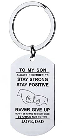 Banemi Sekiguchi Schlüsselanhänger, Schlüsselanhänger Frauen Elegant Graviert „An Meinen Sohn Denk Dran. Bleib Stark“ Geburtstagsgeschenk Schlüsselanhänger