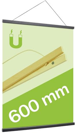 SPRINTIS Posterleiste 60 cm, holz, schwarz, magnetische Posterschiene im DIN A1 Format, Poster Aufhänger als gestalterisches Element