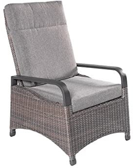LC Garden »Komido« Gartensessel Omega braun 88x67x105cm Verstellsessel aus handgeflochtenem Polyrattan inkl. Sitzkissen
